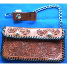 Handmade Biker Style Wallet in Medium Tan.